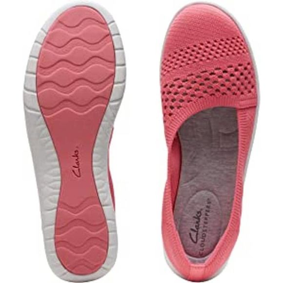 Clarks Cloudsteppers Adella Moon WOMENS Knit Slip-Ons SHOES-SNEAKERS coral - Picture 1 of 8
